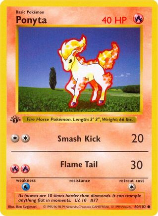 Ponyta 60 - Base Set Shadowless Unlimited