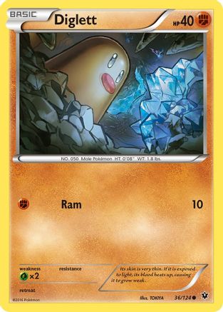 Diglett 36/124 - XY Fates Collide Reverse Holofoil