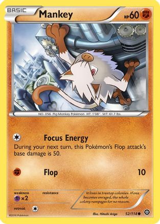 Mankey 52/114 - XY Steam Siege Reverse Holofoil