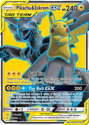Pikachu & Zekrom GX (Full Art) 162/181 - SM Team Up Holofoil