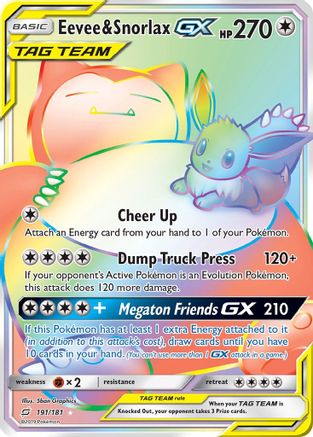 Eevee & Snorlax GX (Secret) 191/181 - SM Team Up Holofoil