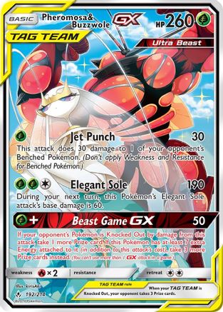 Pheromosa & Buzzwole GX (192) (Alternate Full Art) 192/214 - SM Unbroken Bonds Holofoil