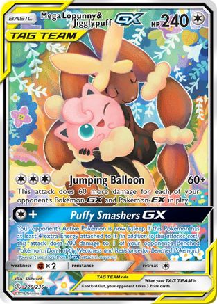 Mega Lopunny & Jigglypuff GX (Alternate Full Art) 226/236 - SM Cosmic Eclipse Holofoil
