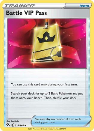 Battle VIP Pass 225/264 - SWSH08 Fusion Strike Reverse Holofoil