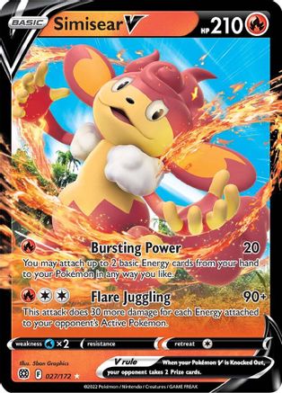 Simisear V 27/172 - SWSH09 Brilliant Stars Holofoil