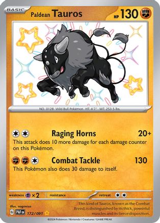 Paldean Tauros - 172/091 172 - SV Paldean Fates Holofoil