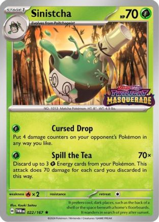 Sinistcha - 022/167 (Prerelease) 22 - SV Scarlet & Violet Promo Cards Holofoil