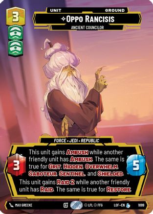Oppo Rancisis - Ancient Councilor (Prestige Foil) (1099) - Legends of the Force Foil