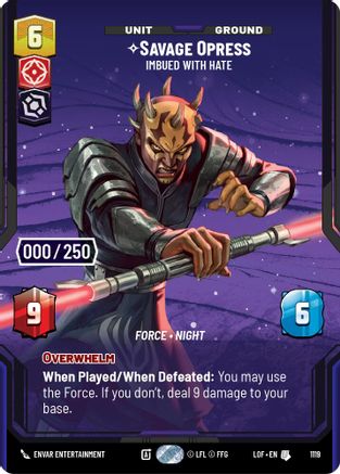 Savage Opress - Imbued With Hate (Serialized) (1119) - Legends of the Force Foil