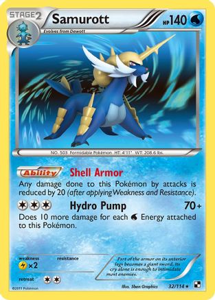 Samurott (32) 32/114 - Black and White Reverse Holofoil