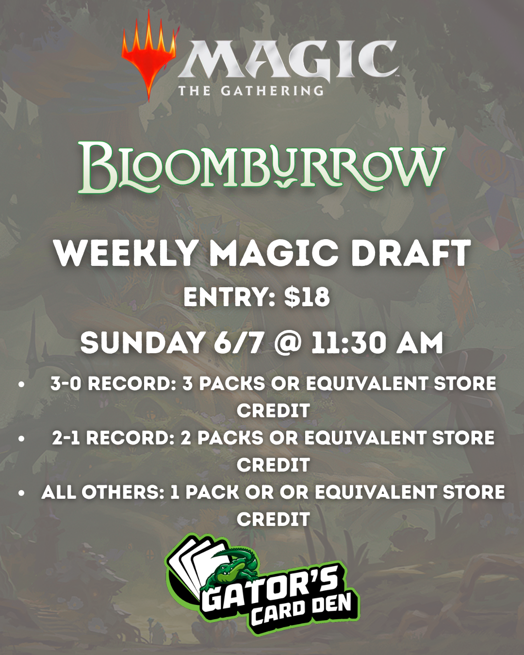 Magic The Gathering Weekly Draft Event (Bloomburrow) - 6/7/2026
