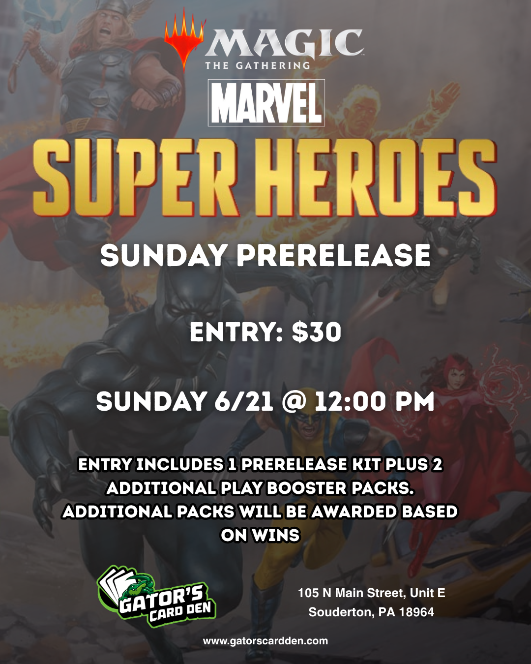 Magic The Gathering Marvel Super Heroes Prerelease - 06/21/2026 12:00 PM