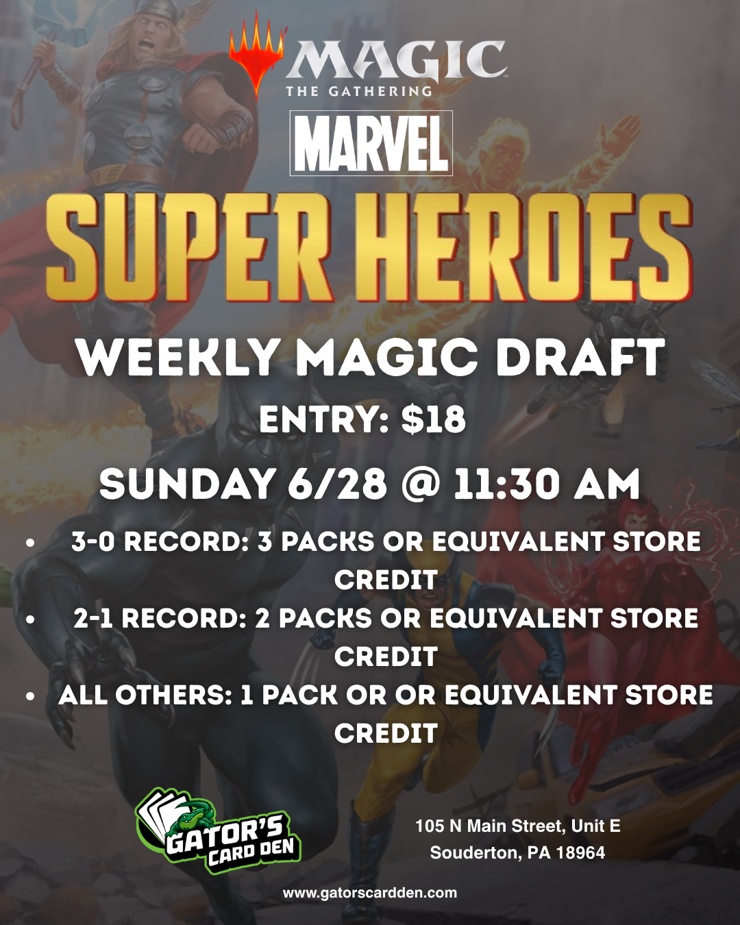 Magic The Gathering Weekly Draft Event (Marvel Super Heroes) - 6/28/2026