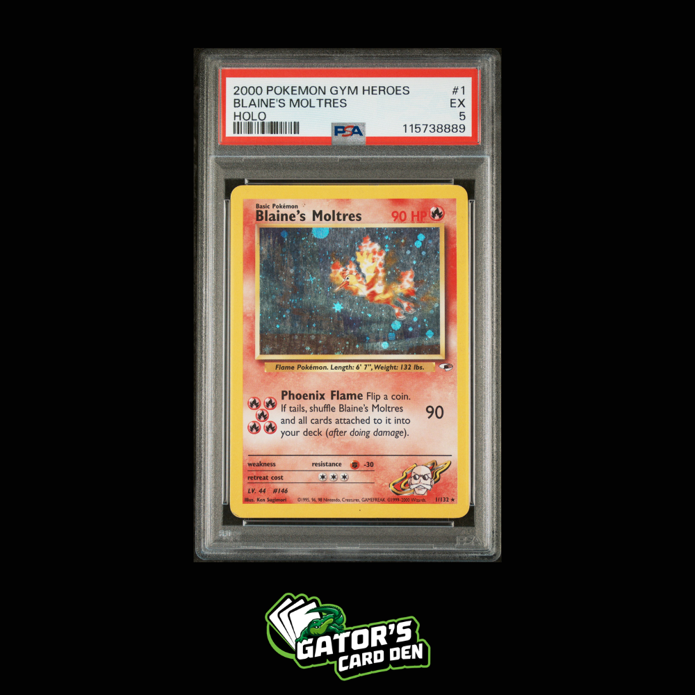 PSA 5 - Blaine's Moltres Holo #1 - Pokemon Gym Heroes