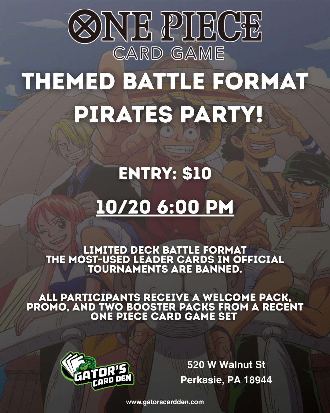 One Piece Themed Battle Format Pirate Party - 10/20/2026
