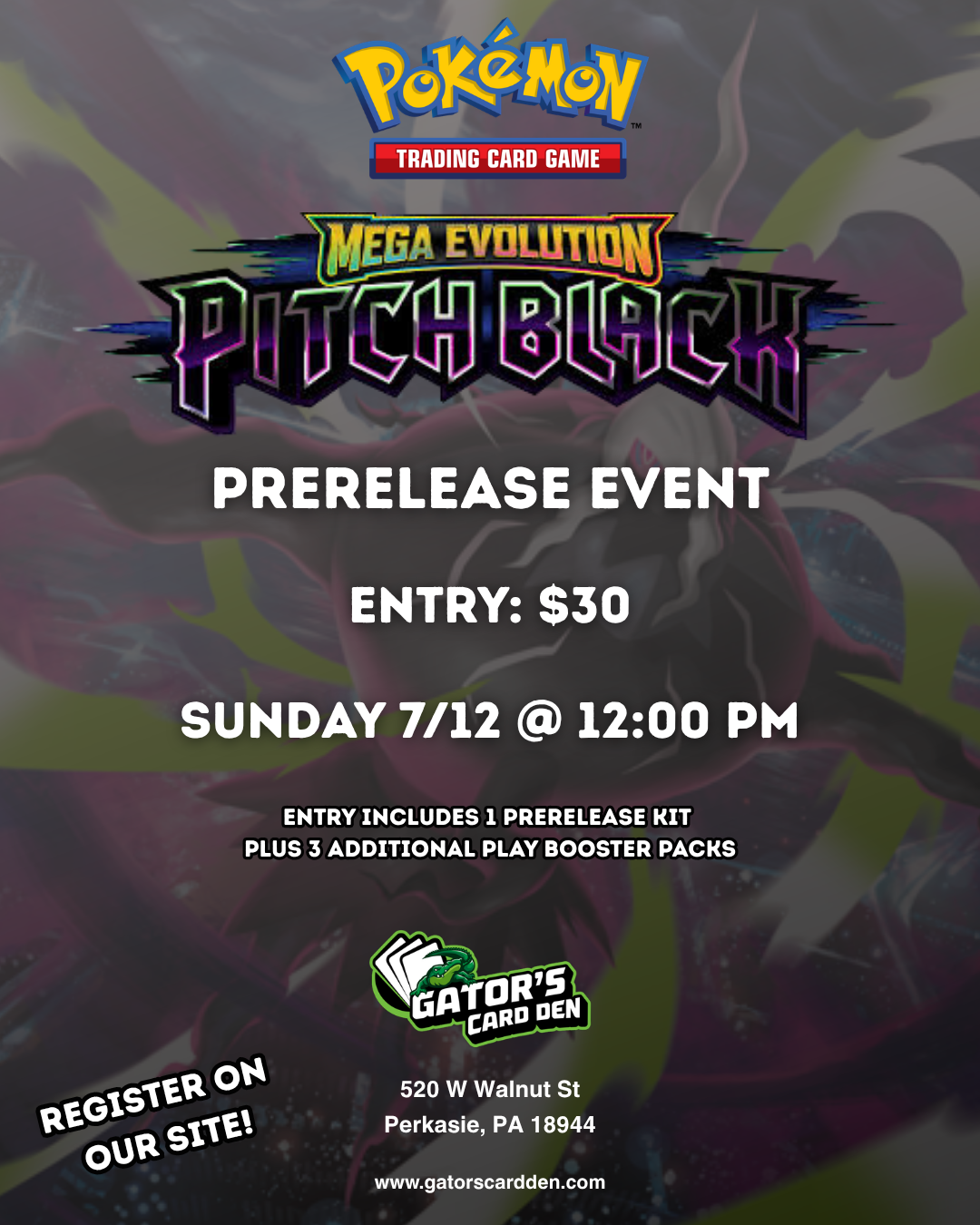 Pokemon TCG Pitch Black Pre-Release - 7/12/2026