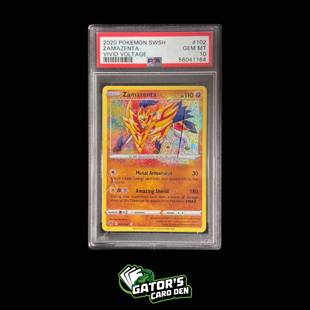PSA 10 - Zamazenta Amazing Rare #102 - Pokemon Vivid Voltage (Damaged)