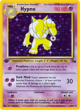 Hypno (8) 8/62 - Fossil Unlimited Holofoil