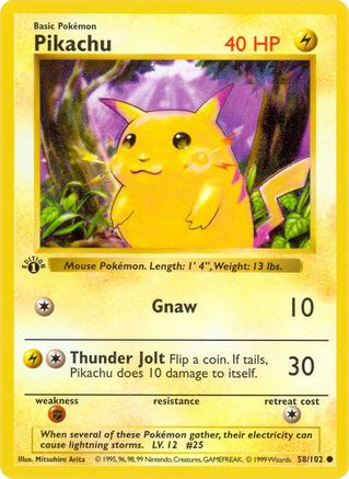 Pikachu 58 - Base Set Shadowless Unlimited