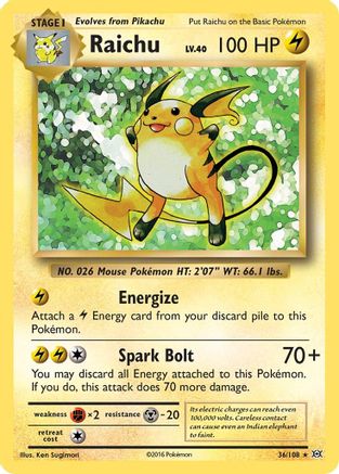 Raichu 36/108 - XY  Evolutions Reverse Holofoil