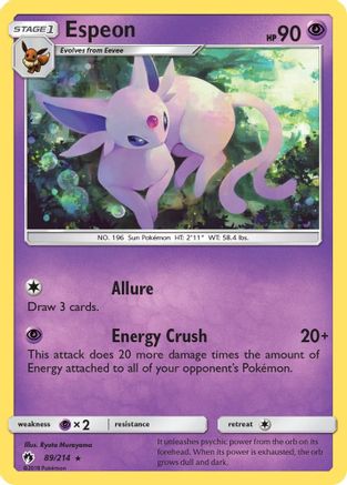 Espeon 89/214 - SM  Lost Thunder Reverse Holofoil