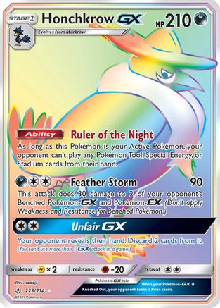 Honchkrow GX (Secret) 223/214 - SM  Unbroken Bonds Holofoil