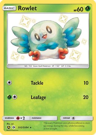 Rowlet SV2/94 - Hidden Fates Shiny Vault Holofoil