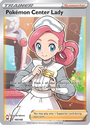 Pokemon Center Lady (Full Art) 185/185 - SWSH04 Vivid Voltage Holofoil