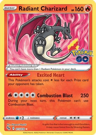 Radiant Charizard 11/78 - Pokemon GO Holofoil