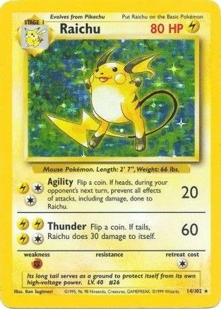 Raichu 14/102 - Base Set Holofoil