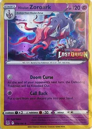 Hisuian Zoroark - 076/196 (Lost Origin Stamped) 76 - Miscellaneous Cards & Products Holofoil