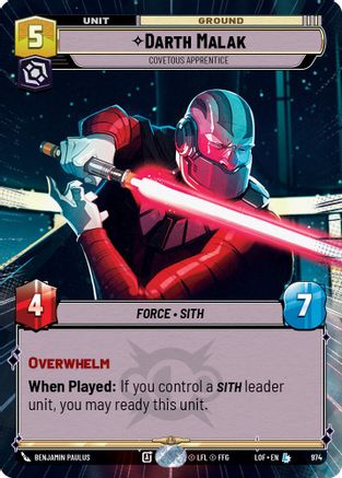 Darth Malak - Covetous Apprentice (Hyperspace Foil) (974) - Legends of the Force Foil