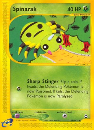 Spinarak (111) 111/147 - Aquapolis Reverse Holofoil