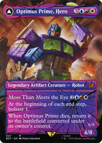 Optimus Prime, Hero (Shattered Glass) (BOT-027) - Transformers: (shatteredglass, convertdfc) (Borderless) Foil