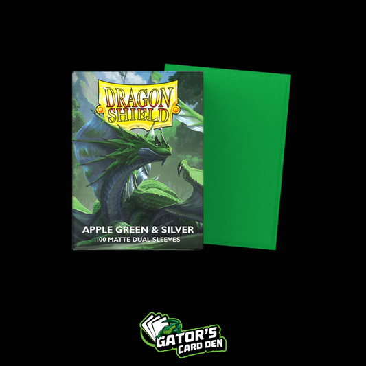 Dragon Shield: Apple Green & Silver Standard Dual Matte Sleeves (Box Of 100)