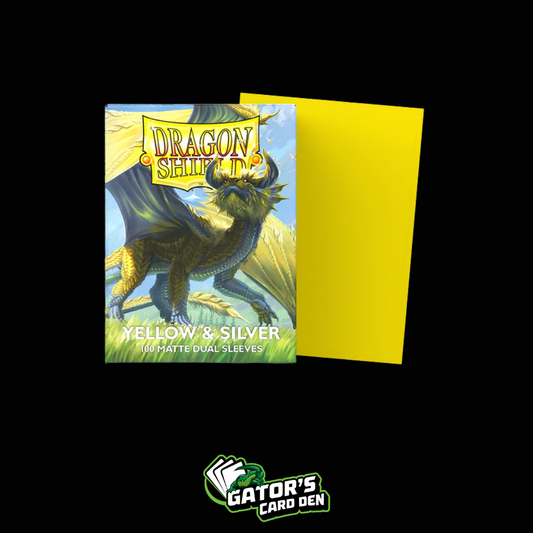 Dragon Shield: Yellow & Silver Standard Dual Matte Sleeves (Box Of 100)