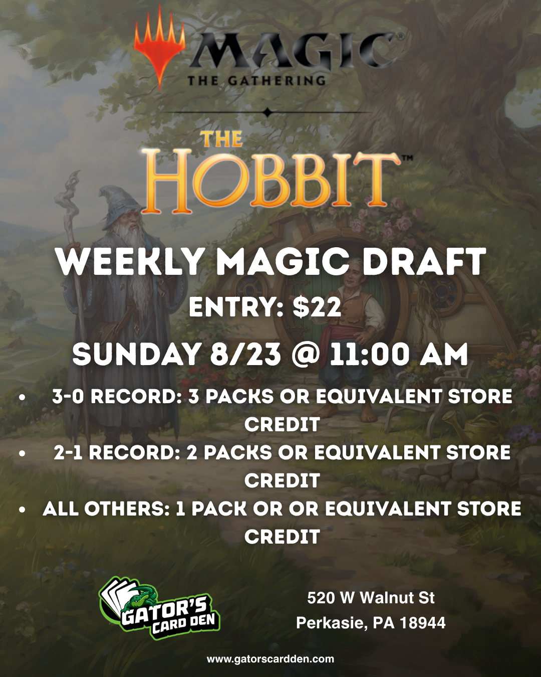 Magic The Gathering Weekly Draft Event (The Hobbit) - 8/23/2026 @ 11:00 AM