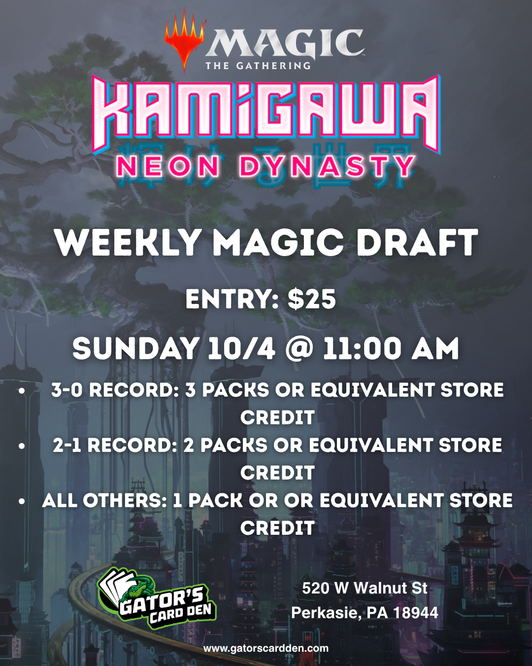 Magic The Gathering Weekly Draft (Kamigawa Neon Dynasty) - 10/4/2026 @ 11:00 AM