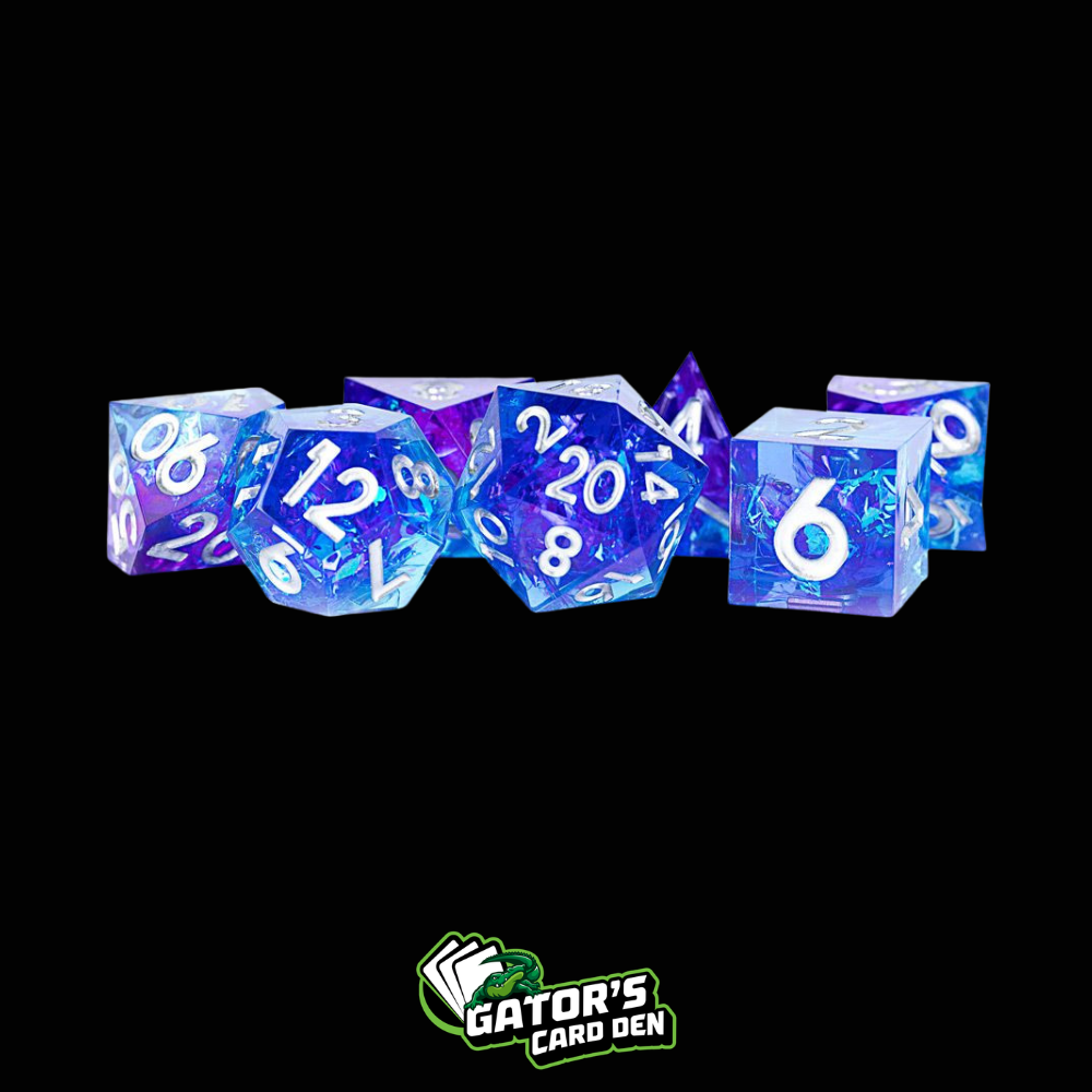FanRoll by MDG 7-Set Sharp Edge Resin Handcrafted Dice