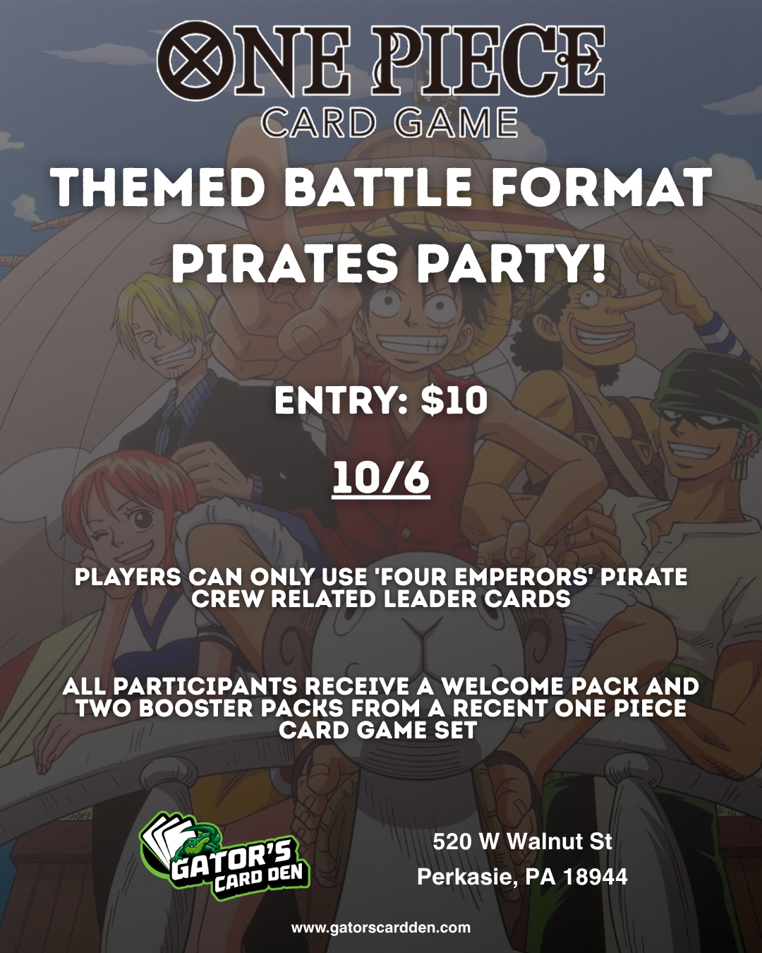One Piece Themed Battle Format Pirate Party - 10/6/2026