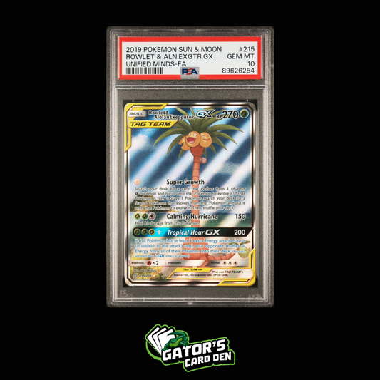 Rowlet & Alolan Exegguctor GX Tag Team Alt Art #215 - Pokemon Sun & Moon Unified Minds