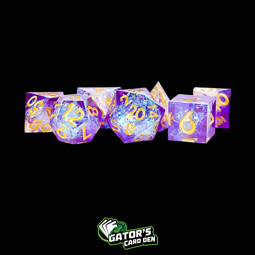 FanRoll by MDG 7-Set Sharp Edge Resin Handcrafted Dice
