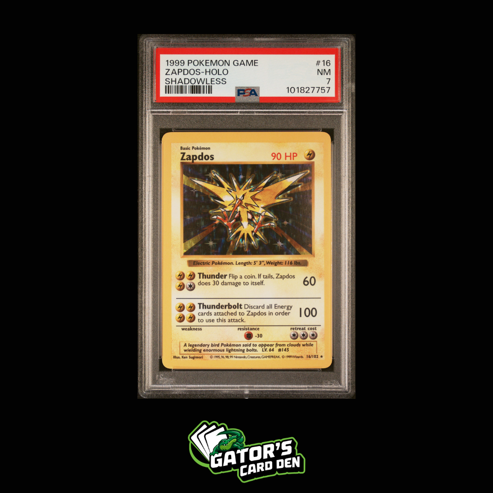 PSA 7 - Zapdos Holo (Shadowless) #16 - Pokemon Base Set (Shadowless)