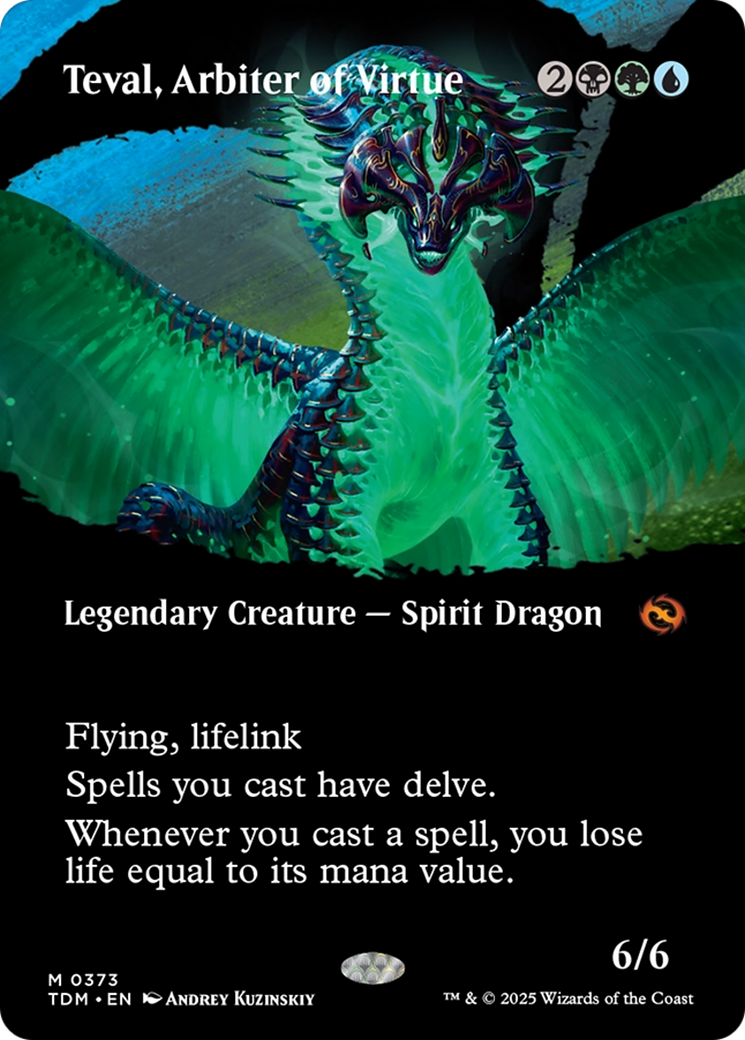 Teval, Arbiter of Virtue (Borderless) (TDM-373) - Tarkir: Dragonstorm: (Showcase) (Borderless)