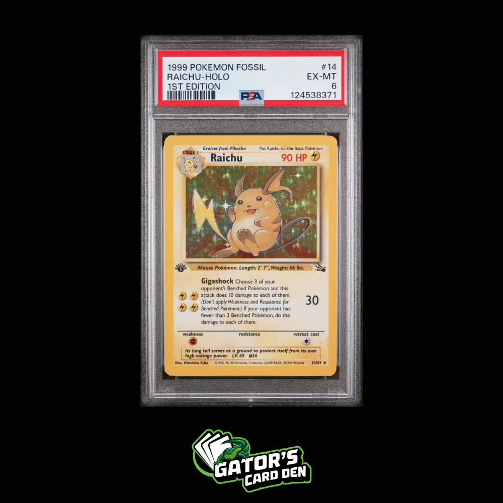 PSA 6 - Raichu 1st Edition Holo #14 - Pokemon Fossil